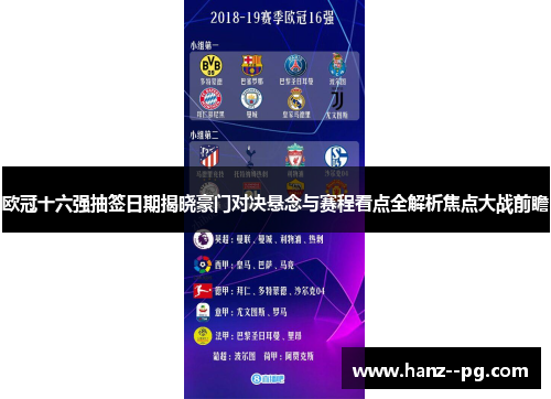 欧冠十六强抽签日期揭晓豪门对决悬念与赛程看点全解析焦点大战前瞻